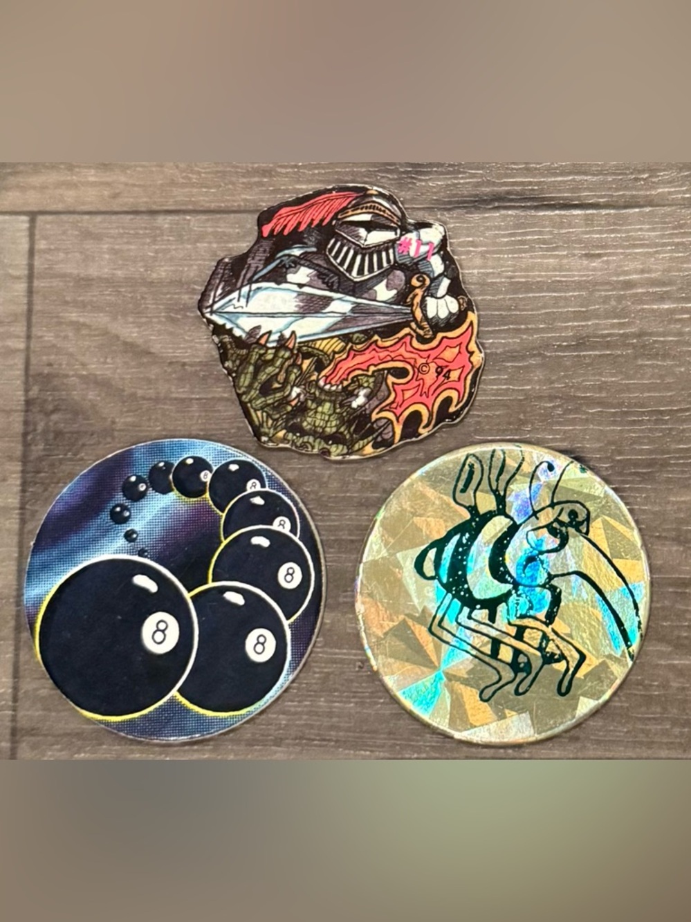 Vintage 90s Pogs Lot of 3 Holographic Unique Designs Milk Caps